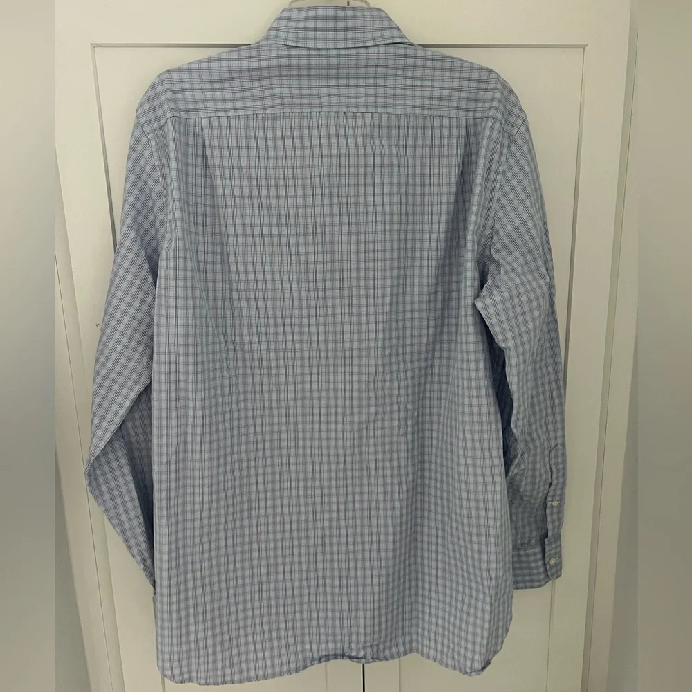 J. Crew Haberdashery Men's Blue Purple Check Button-Down Shirt size L Neck 16.5